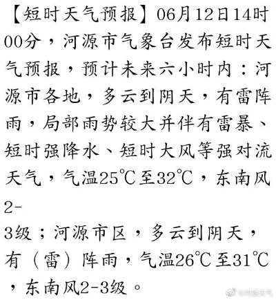河源天气（河源天气预报）