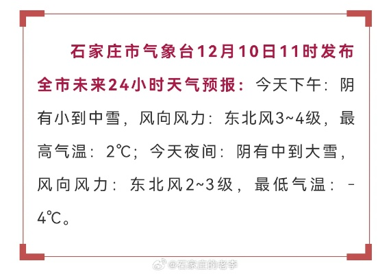 今日天气预报24小时（石家庄今日天气预报24小时）